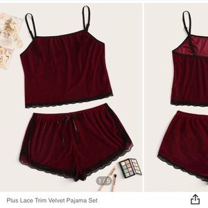 Plus Lace Velvet set
